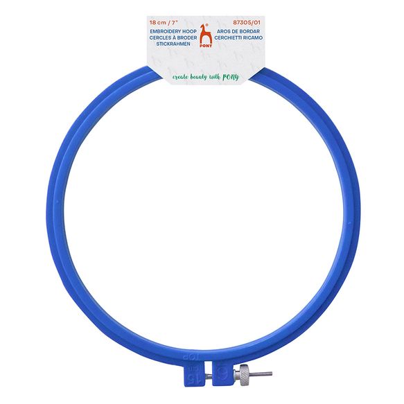 Pony Embroidery hoop plastic blue 18cm | Knitting yarn shop / dzijas veikals