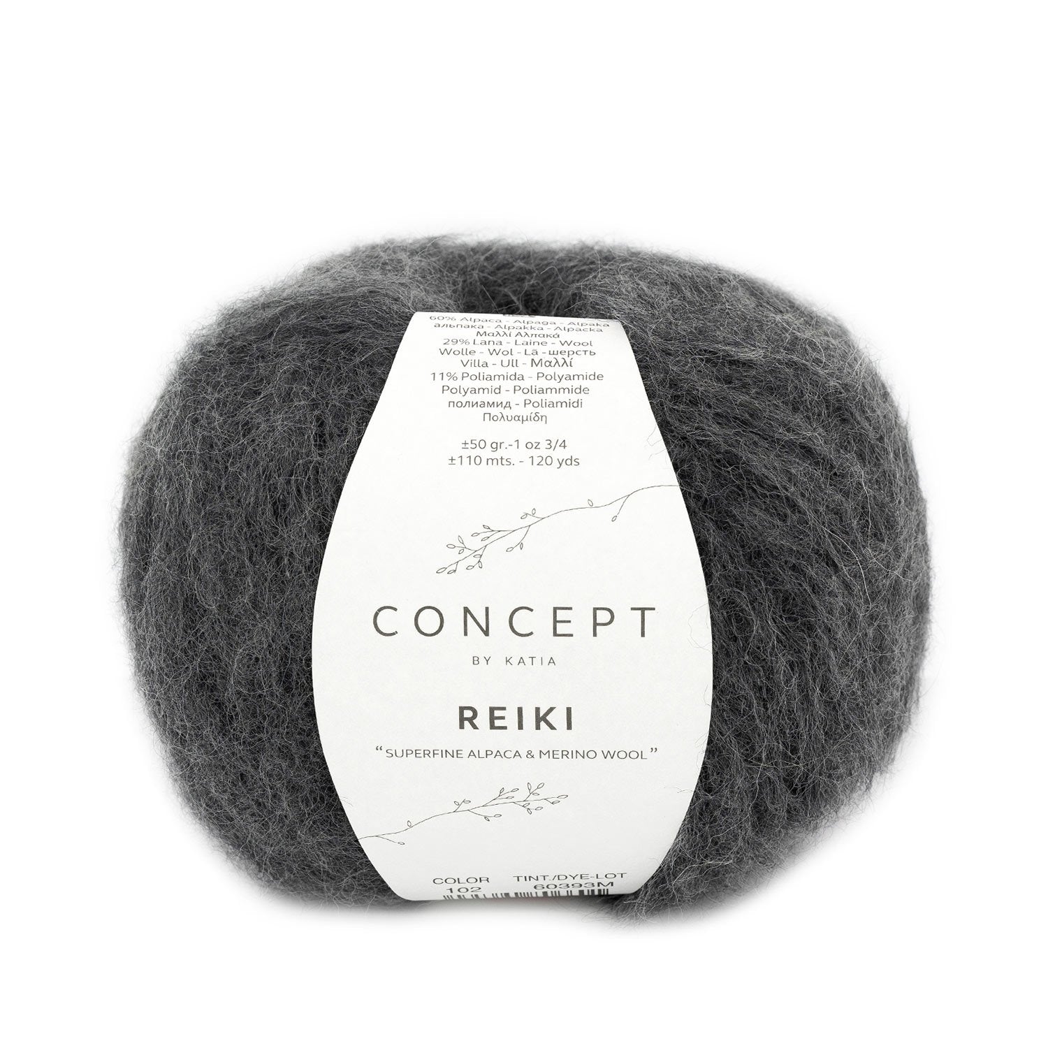 REIKI Yarn by Concept by Katia – Superfine Alpaca Blend 102 - gris oscuro | Knitting yarn shop / dzijas veikals