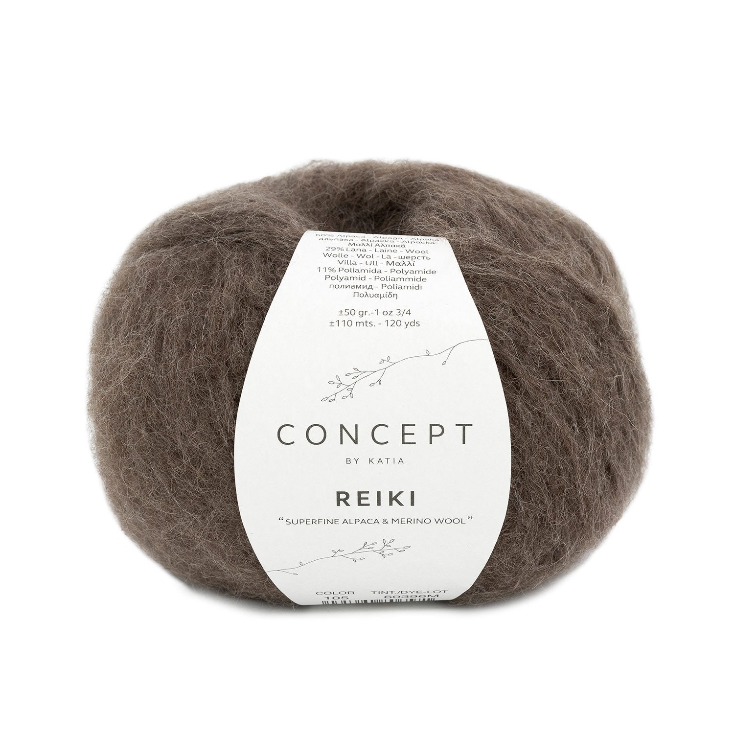 REIKI Yarn by Concept by Katia – Superfine Alpaca Blend 105 - vison | Knitting yarn shop / dzijas veikals