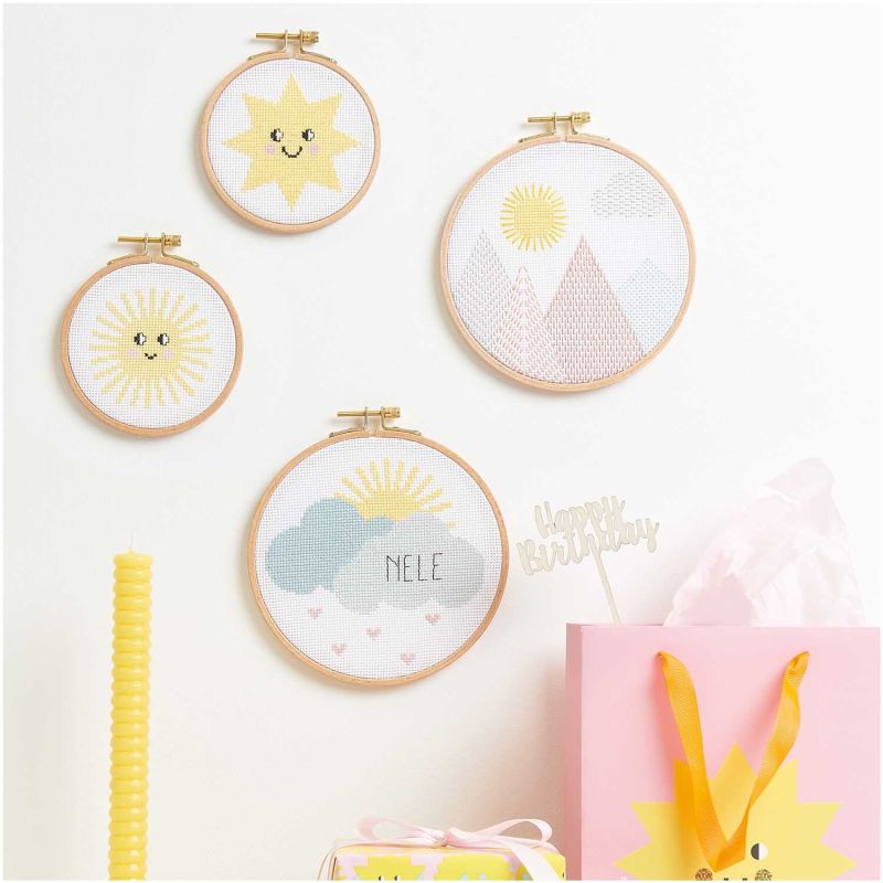 Rico Design Cross Stitch Embroidery Kit - Happy Sun | Knitting yarn shop / dzijas veikals