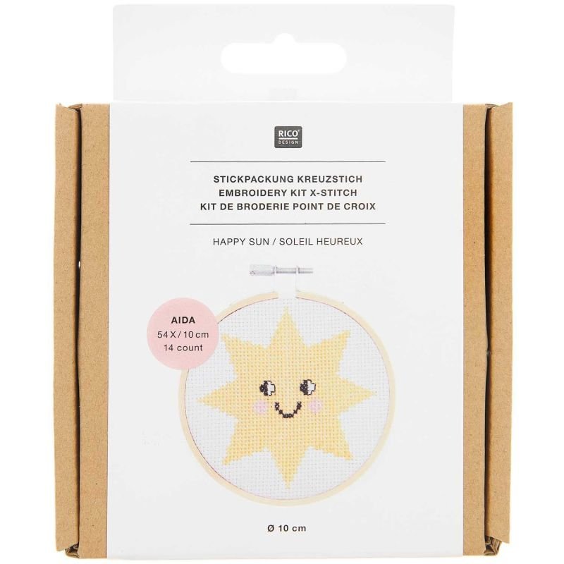 Rico Design Cross Stitch Embroidery Kit - Happy Sun | Knitting yarn shop / dzijas veikals
