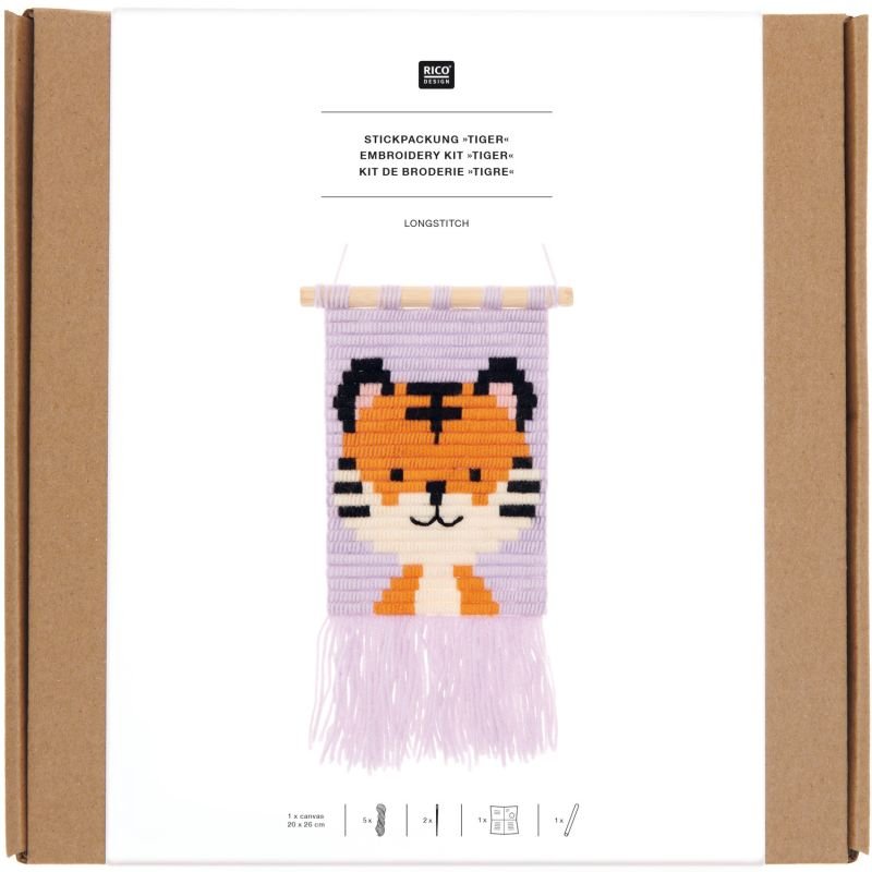 Rico Design Longstitch Embroidery Kit - Tiger | Knitting yarn shop / dzijas veikals