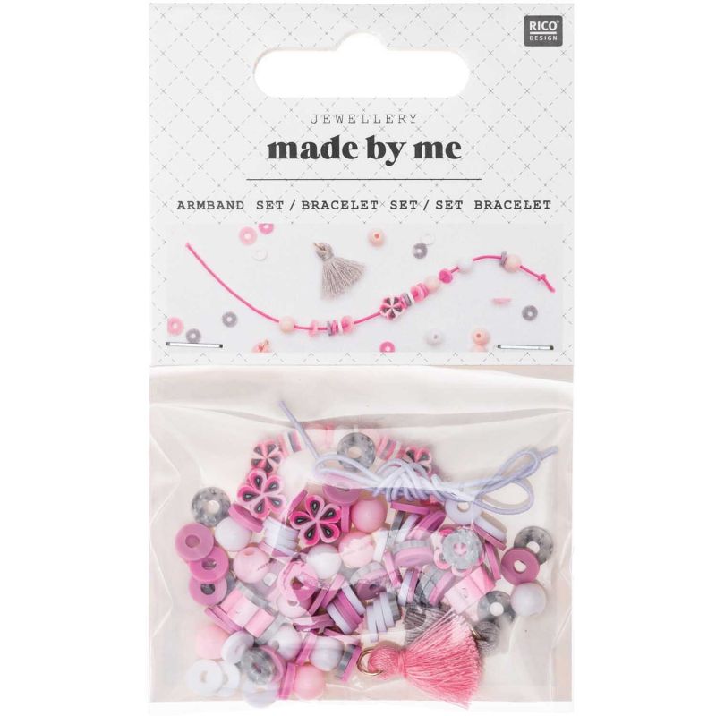 Rico Design Mini Bead Bracelet Set - Pink-Grey | Knitting yarn shop / dzijas veikals