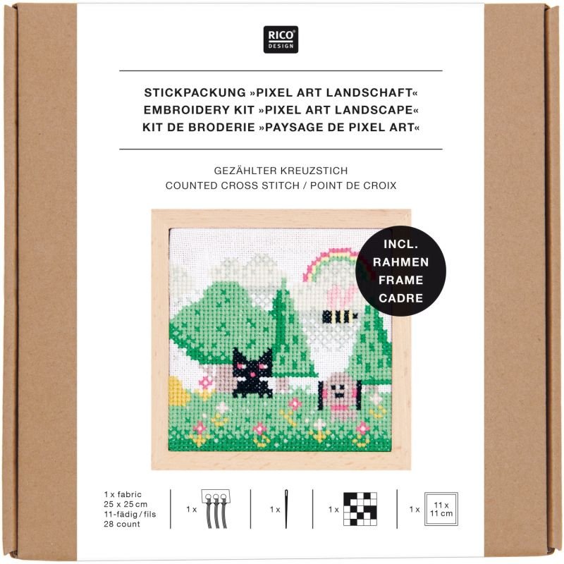 Rico Design Pixel Art Cross Stitch Embroidery Kit - Landscape | Knitting yarn shop / dzijas veikals