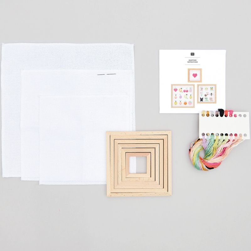 Rico Design Pixel Art Cross Stitch Embroidery Kit Set - 3pcs | Knitting yarn shop / dzijas veikals