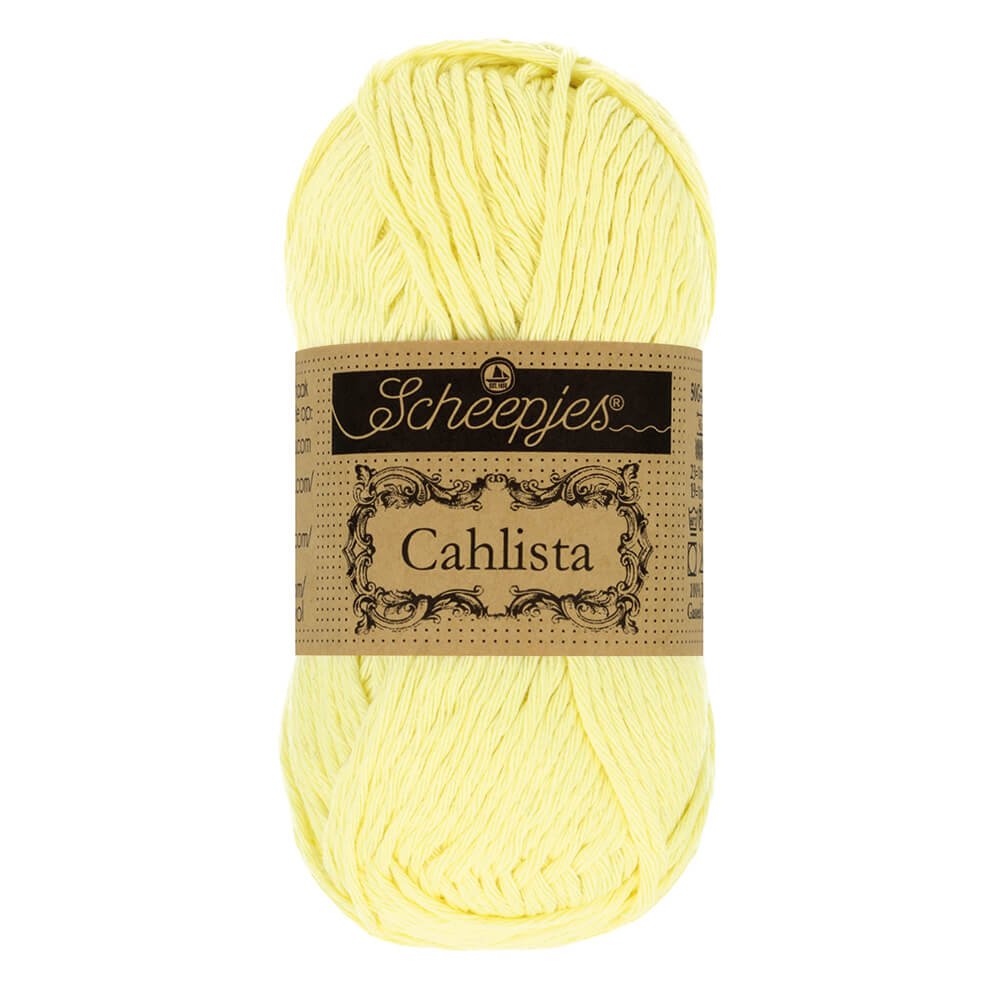 Scheepjes Cahlista, 50 gr. Price is for 10 balls. Minimum order per color 10 balls. 100 Lemon Chiffon | Knitting yarn shop / dzijas veikals