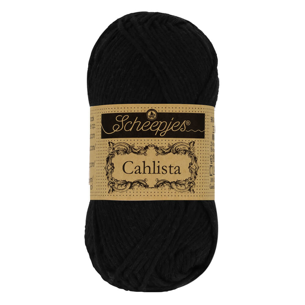 Scheepjes Cahlista, 50 gr. Price is for 10 balls. Minimum order per color 10 balls. 110 Jet Black | Knitting yarn shop / dzijas veikals