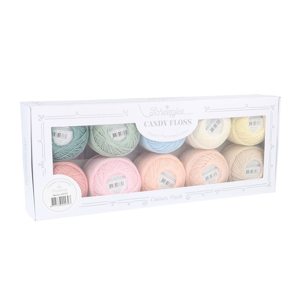 Scheepjes Candy Floss colour pack 10x20g, 10 variants 1st - Frosting | Knitting yarn shop / dzijas veikals
