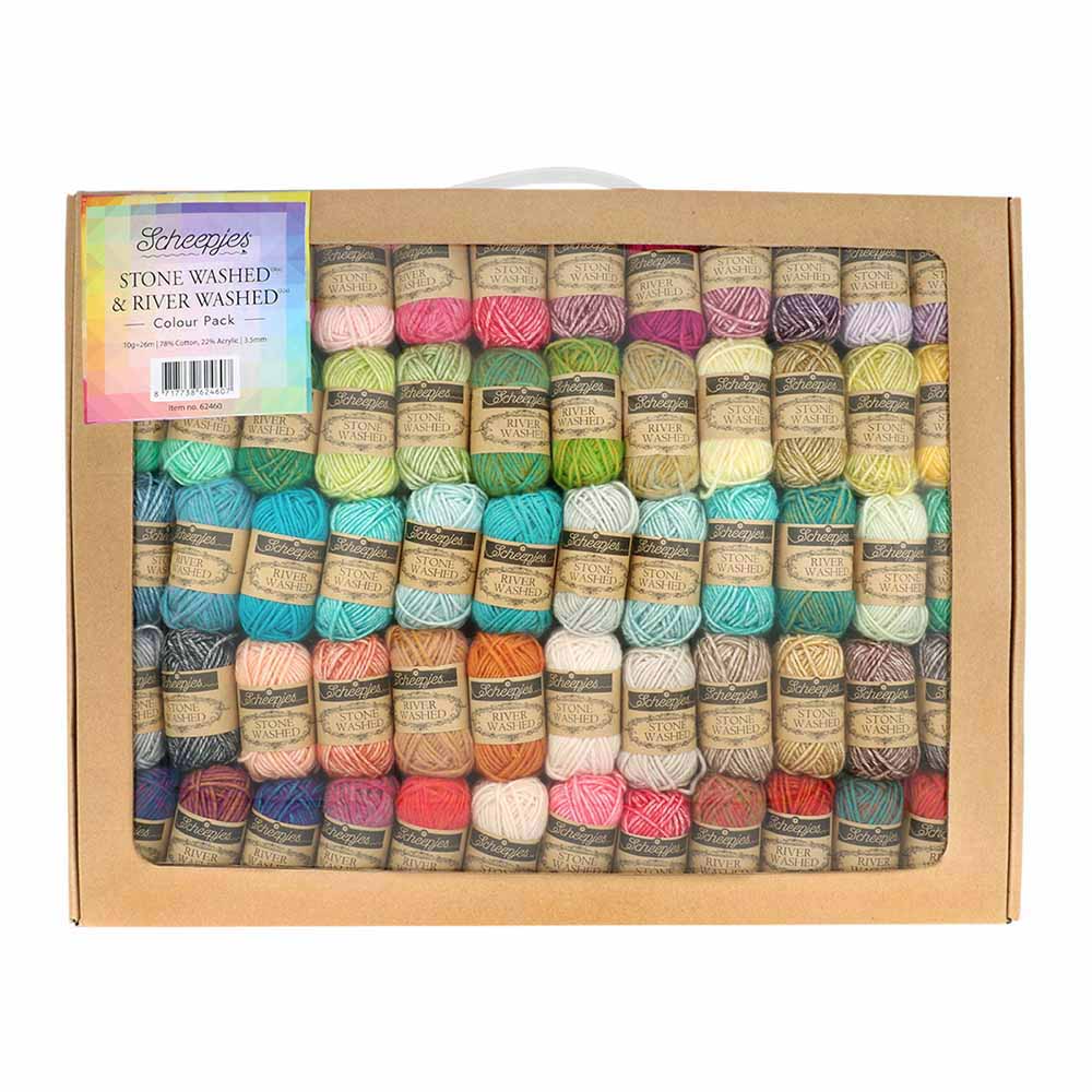 Scheepjes Colour Pack - 36 Stone Washed & 22 River Washed 10g Yarn Balls - Perfect for Knitting & Crocheting Gift Set | Knitting yarn shop / dzijas veikals