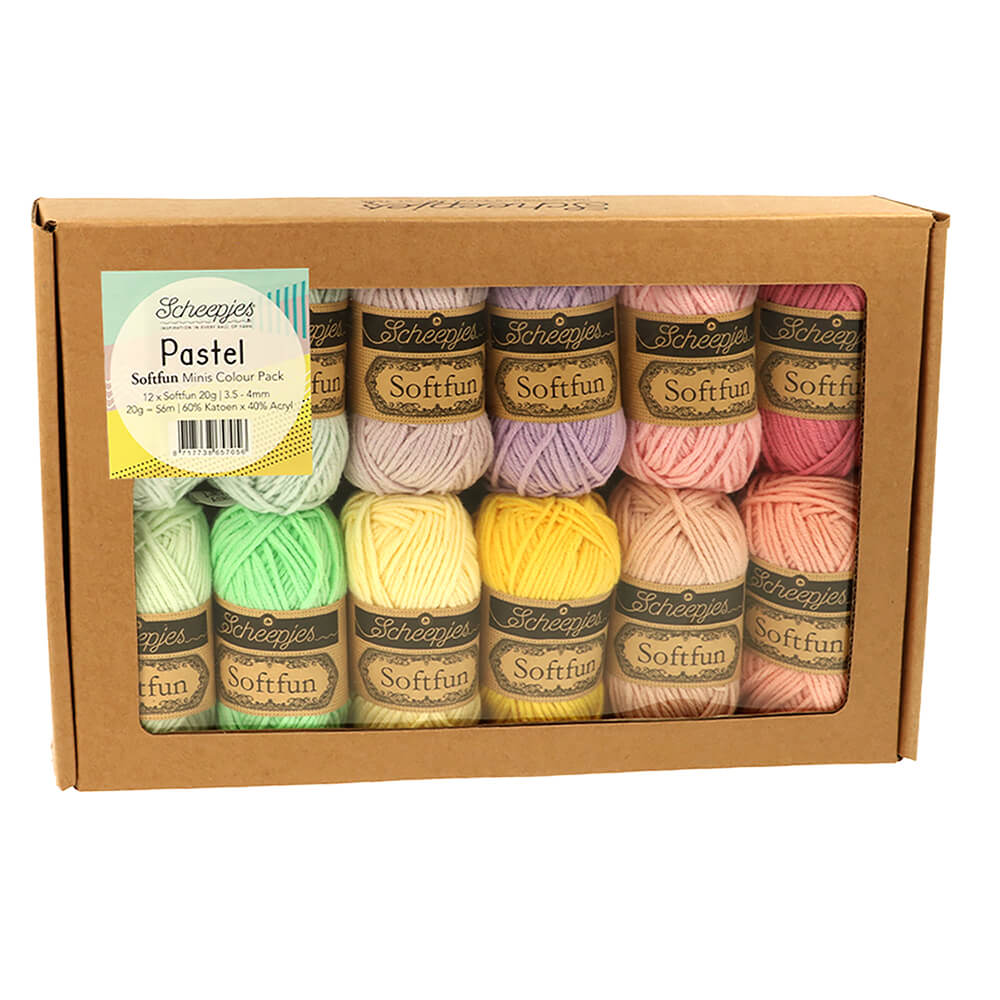Scheepjes Softfun colour pack 12x20g, 5 variants Pastel | Knitting yarn shop / dzijas veikals