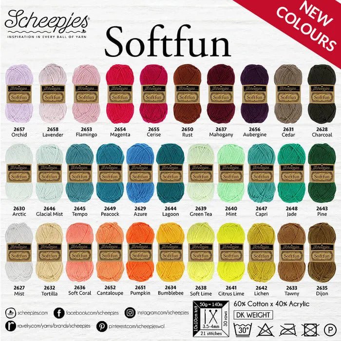Scheepjes Softfun Yarn, colours 2401 - 2639 2401 Prussian | Knitting yarn shop / dzijas veikals