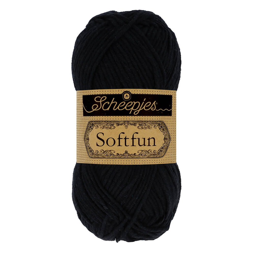 Scheepjes Softfun Yarn, colours 2401 - 2639 2408 Black | Knitting yarn shop / dzijas veikals