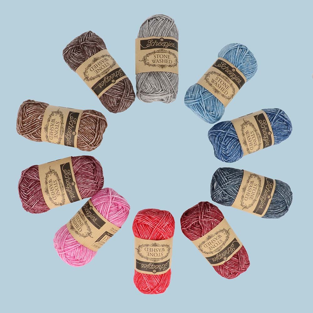 Scheepjes Stone Washed Yarn colour pack 10x25g Intensions | Knitting yarn shop / dzijas veikals