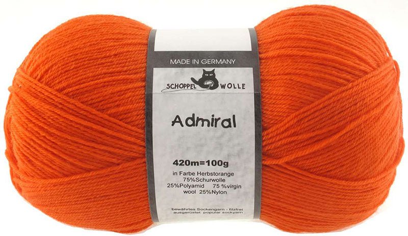 Schoppel Admiral sock yarn 0891 Autumn Orange | Knitting yarn shop / dzijas veikals