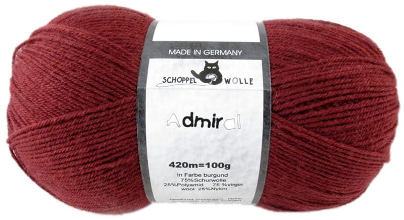 Schoppel Admiral sock yarn 1783 Burgundy | Knitting yarn shop / dzijas veikals