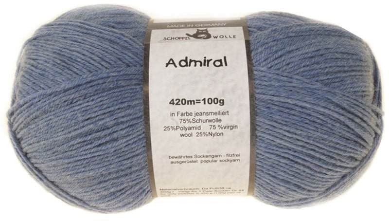Schoppel Admiral sock yarn 4653 M Jeans Variegated | Knitting yarn shop / dzijas veikals