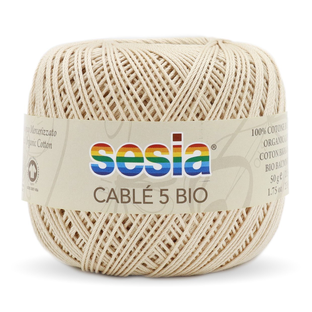 SESIA Cable 5 Bio CABLE 5 BIO - 0052 ECRU CHIARO | Knitting yarn shop / dzijas veikals