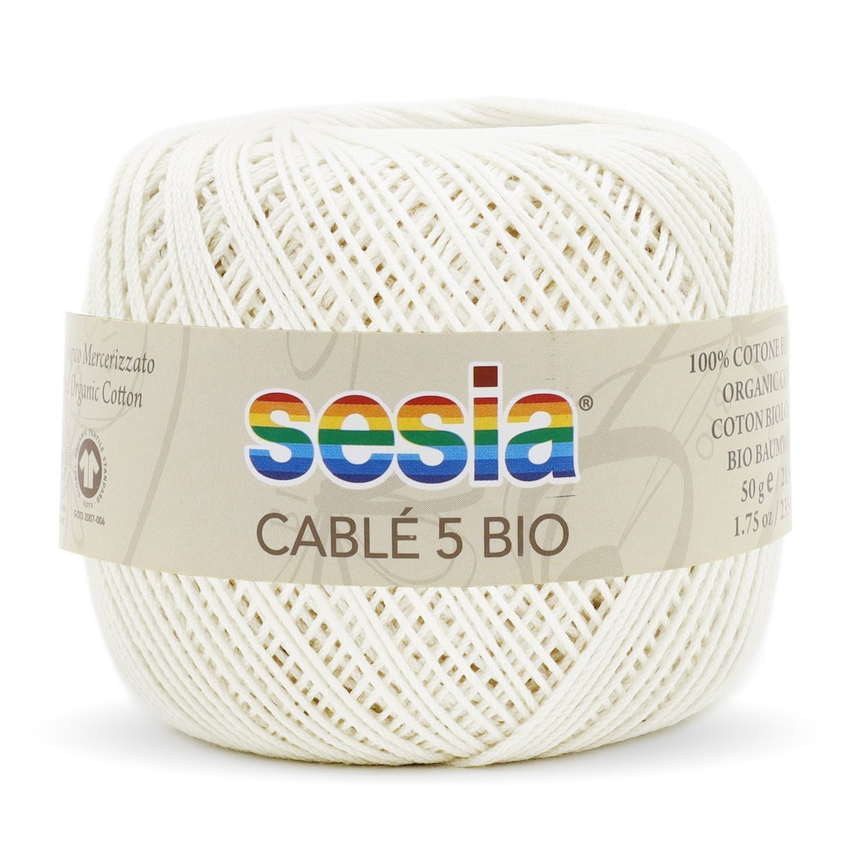 SESIA Cable 5 Bio CABLE 5 BIO - 0280 BIANCO LATTE | Knitting yarn shop / dzijas veikals