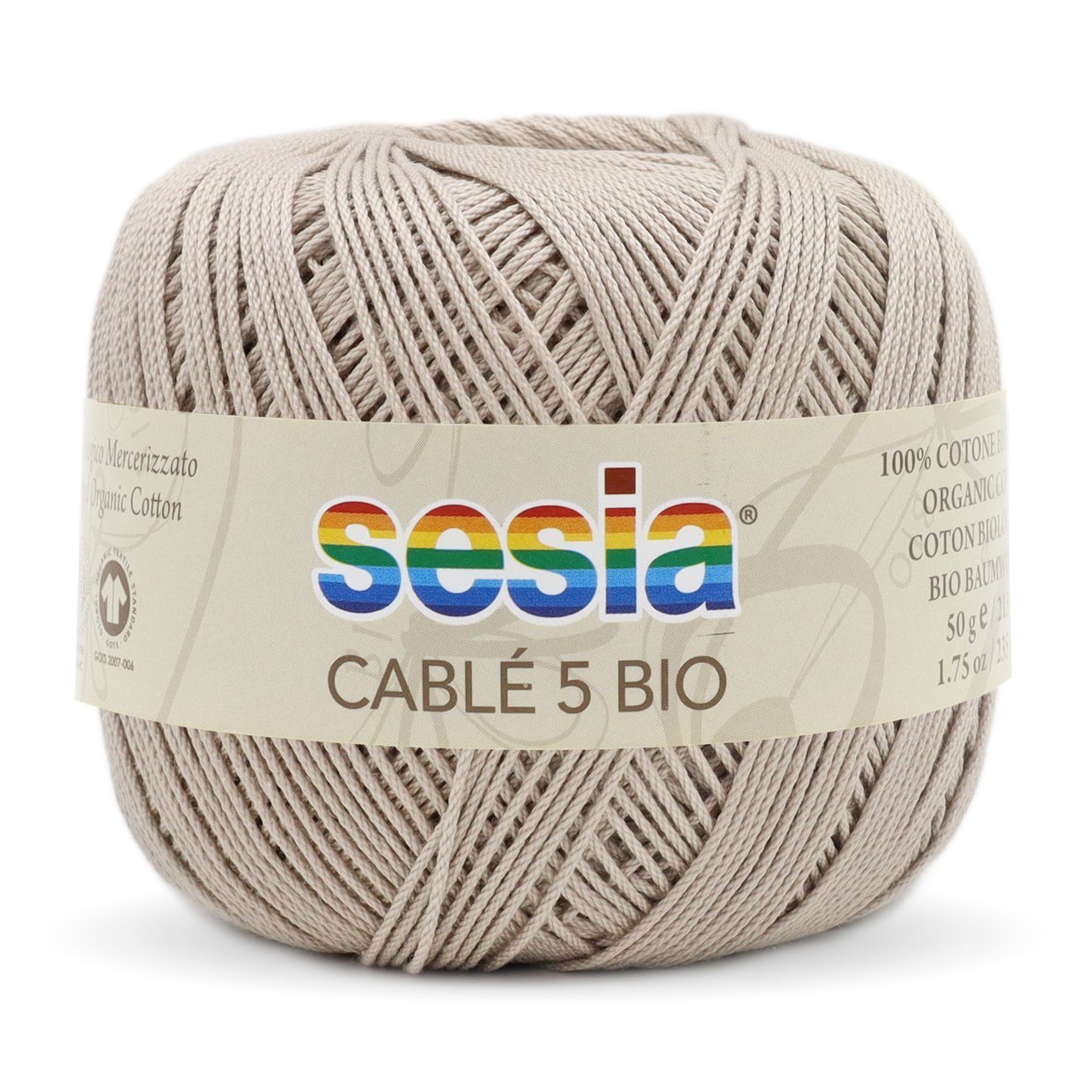 SESIA Cable 5 Bio CABLE 5 BIO - 0665 GRIGIO CHIARO | Knitting yarn shop / dzijas veikals