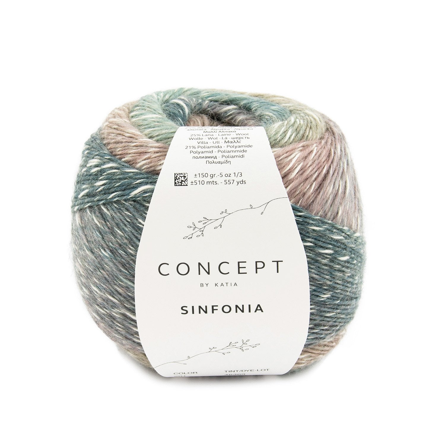 SINFONIA Alpaca & Cotton Singles Yarn – Multicolor Laceweight by Concept by Katia 201 - petroleos maquillaje | Knitting yarn shop / dzijas veikals