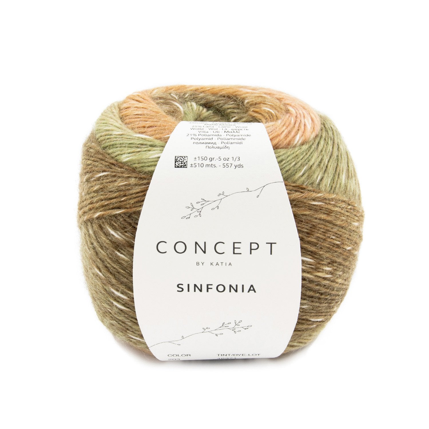 SINFONIA Alpaca & Cotton Singles Yarn – Multicolor Laceweight by Concept by Katia 203 - tostado/coral/verde | Knitting yarn shop / dzijas veikals