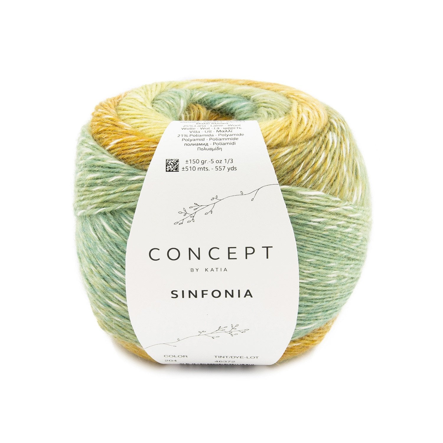 SINFONIA Alpaca & Cotton Singles Yarn – Multicolor Laceweight by Concept by Katia 204 - turquesa/acidos/ocre | Knitting yarn shop / dzijas veikals