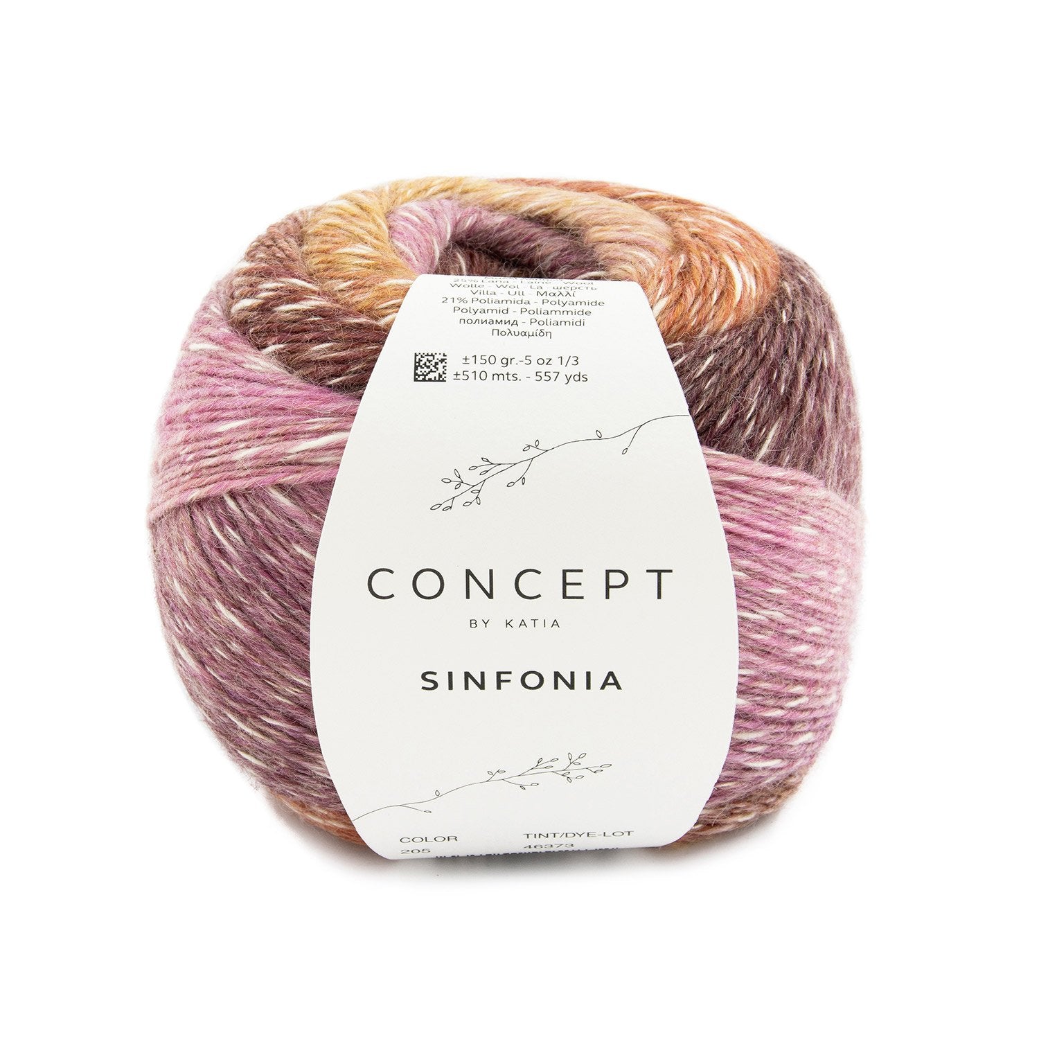 SINFONIA Alpaca & Cotton Singles Yarn – Multicolor Laceweight by Concept by Katia 205 - ocre/granate/rosa | Knitting yarn shop / dzijas veikals