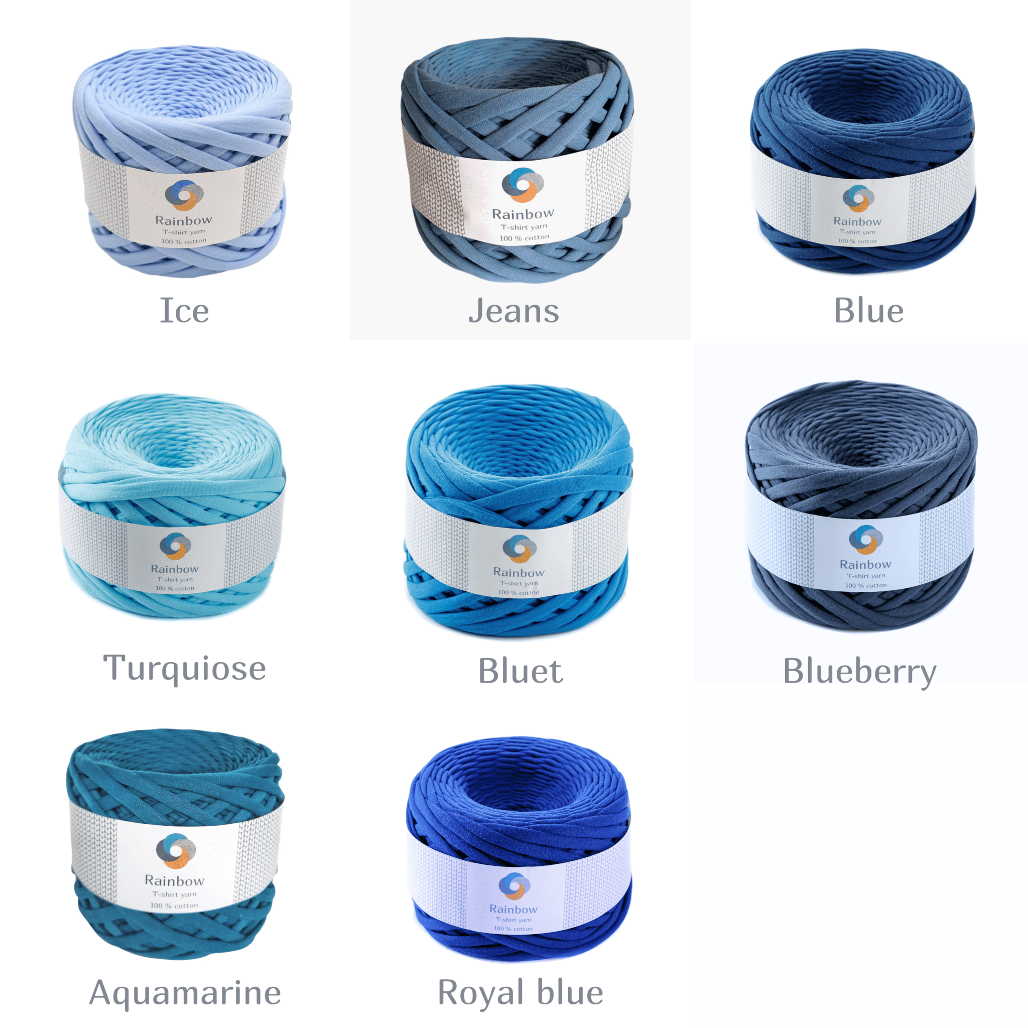 T-shirt yarn, 100m, 7 - 9mm, cotton fabric yarn Ice | Knitting yarn shop / dzijas veikals