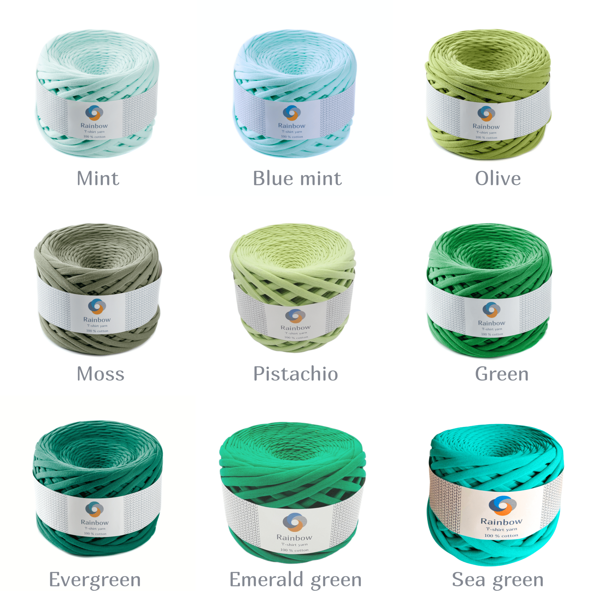 T-shirt yarn, 100m, 7 - 9mm, cotton fabric yarn Mint | Knitting yarn shop / dzijas veikals