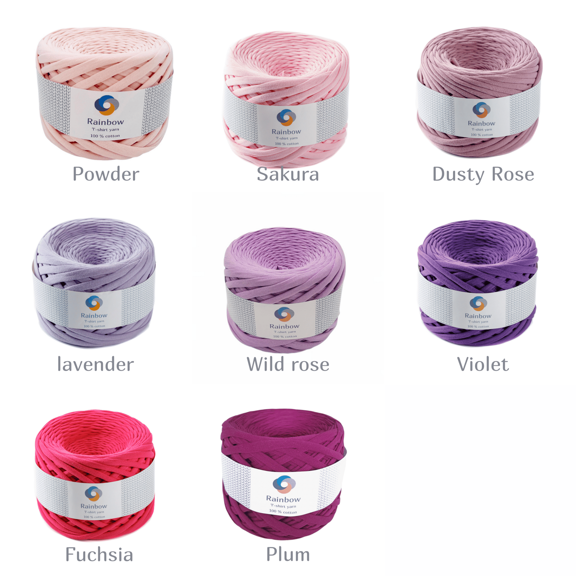 T-shirt yarn, 100m, 7 - 9mm, cotton fabric yarn Powder | Knitting yarn shop / dzijas veikals